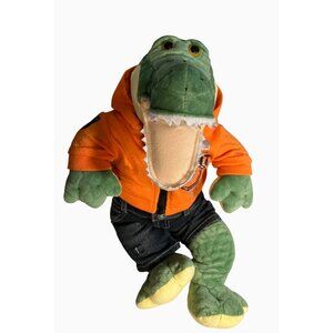 Build-A-Bear Workshop Green Alligator Plush Toy With Orange Hoodie & Denim Jeans